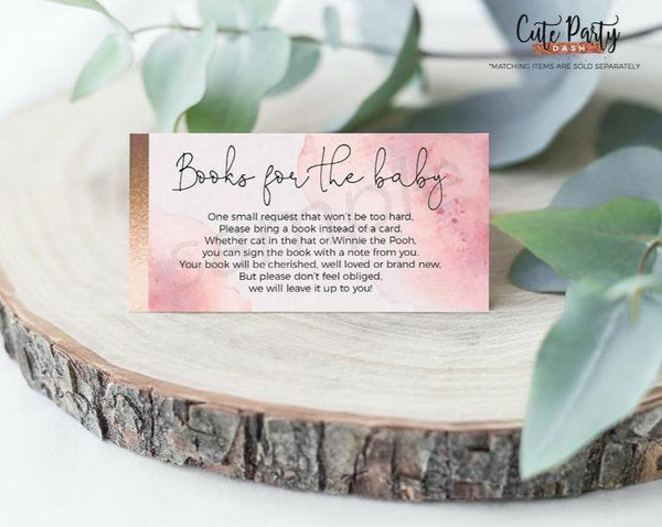 Pink watercolor and Faux Gold Baby Shower Diaper Raffle Printable Card - Digital Download - Cute Party Dash