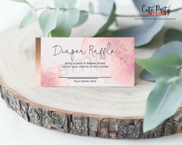 Pink watercolor and Faux Gold Baby Shower Books for the Baby Printable Card - Digital Download - Cute Party Dash
