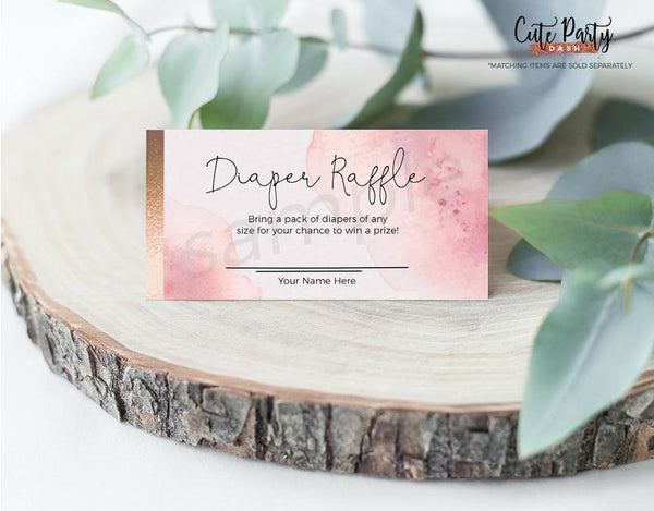 Pink watercolor and Faux Gold Baby Shower Invitation - Digital Download - Cute Party Dash