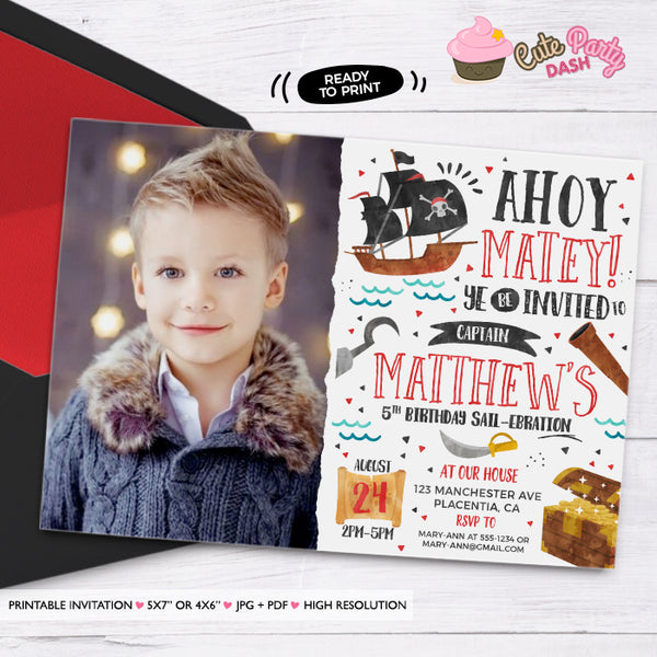 Pirate Birthday Party Chalkboard Sign Milestone Baby Poster - Digital Download