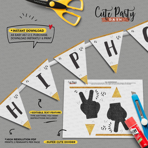 Two Legit To Quit Gold Black Birthday Party Invitation - Digital Download - Cute Party Dash