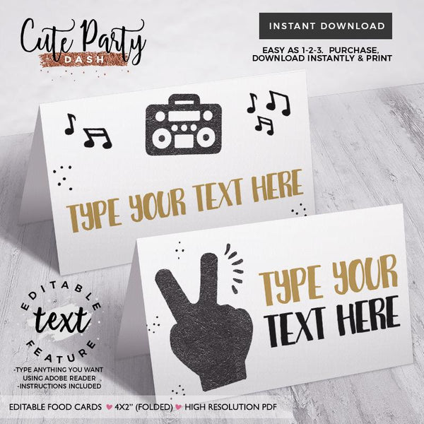 Two Legit To Quit Gold Black Birthday Party Invitation - Digital Download - Cute Party Dash