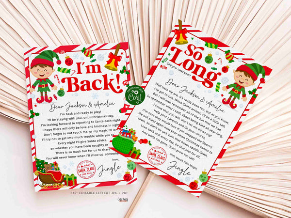 Elf I'm Back letter from elf Bundle INSTANT DOWNLOAD Hello Letter from Elf EDITABLE Arrival Departure Note Goodbye greetings Printable 600