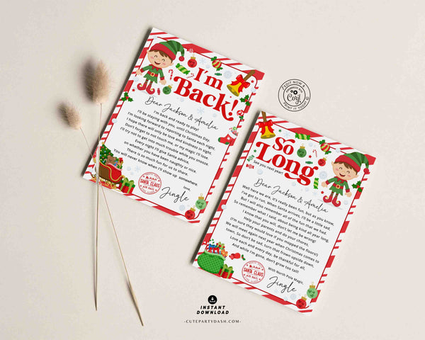 Elf I'm Back letter from elf Bundle INSTANT DOWNLOAD Hello Letter from Elf EDITABLE Arrival Departure Note Goodbye greetings Printable 600