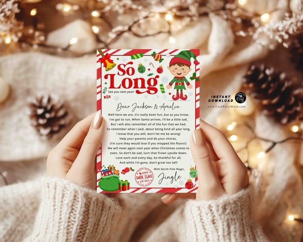 Elf I'm Back letter from elf Bundle INSTANT DOWNLOAD Hello Letter from Elf EDITABLE Arrival Departure Note Goodbye greetings Printable 600