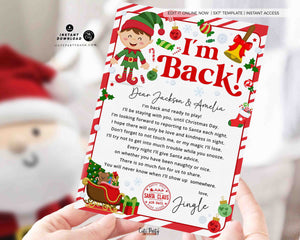 Elf I'm Back letter from Elf Printable INSTANT DOWNLOAD Hello Editable from Elf Welcome Letter Kids Christmas Printable Elf Note Return Mail