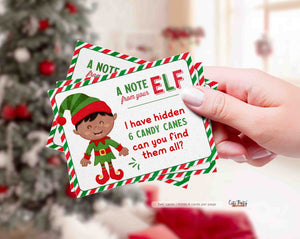 Elf Note Cards African American elf cards Printable Mischief EDITABLE Christmas A note from your Elf Card, Blank Elf, INSTANT DOWNLOAD 600