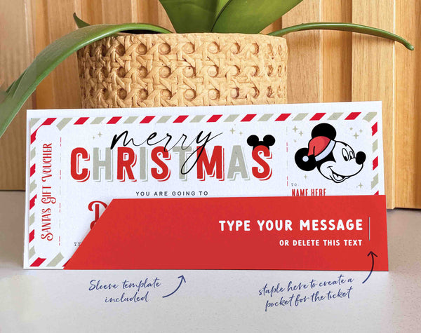 Christmas Disneyland Trip Gift Ticket, Christmas Surprise Walt Disney World Park Ticket Gift Voucher, Gift for Kids, teens INSTANT DOWNLOAD