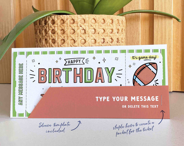 Football Game Ticket Gift Voucher INSTANT DOWNLOAD Editable Template Experience ticket Birthday Sports Event Game Ticket Fake admission