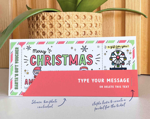 Christmas Amusement Park Theme Park Ticket Gift, Christmas Surprise Theme Park Ticket Gift Voucher, Gift for Kids, teens INSTANT DOWNLOAD