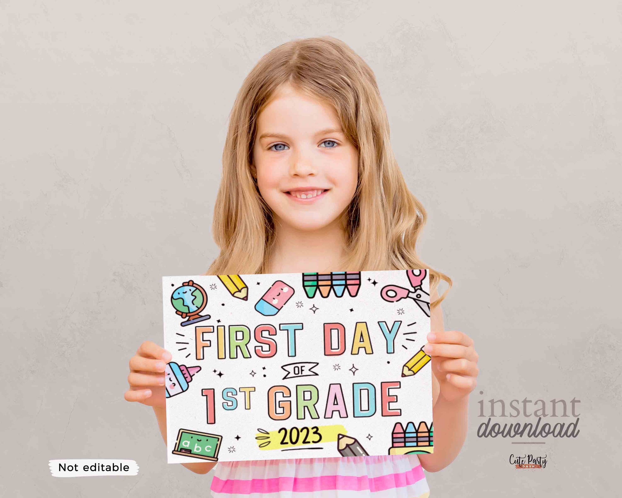 First Day Of School Sign INSTANT DOWNLOAD 1st Day Of First Grade Cute first-day-of-school-sign-instant-download-1st-day-of-first-grade-cute