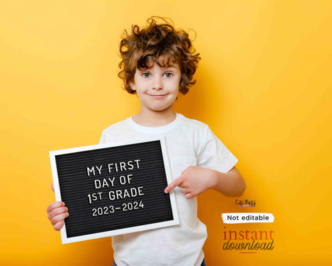 First Day of School Felt Letter Board Sign INSTANT DOWNLOAD Back to school 1st Day of First Grade Printable Chalkboard Poster Photo Prop Digital download