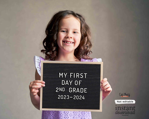 First Day of School Felt Letter Board Sign INSTANT DOWNLOAD Back to school 1st Day of Second Grade Printable Chalkboard Poster Photo Prop Digital download