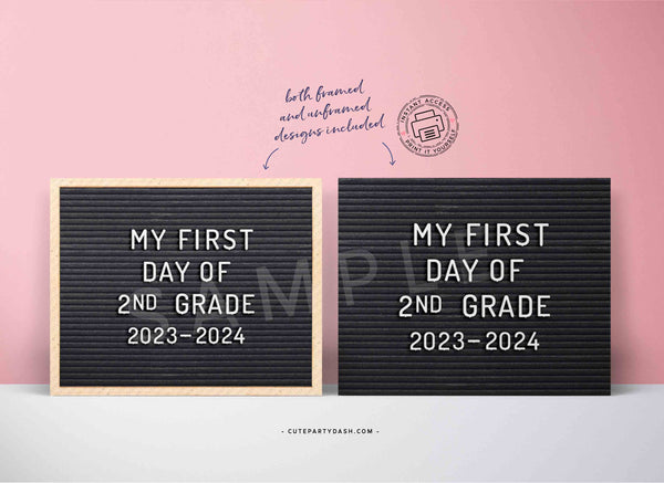 First Day of School Felt Letter Board Sign INSTANT DOWNLOAD Back to school 1st Day of Second Grade Printable Chalkboard Poster Photo Prop Digital download