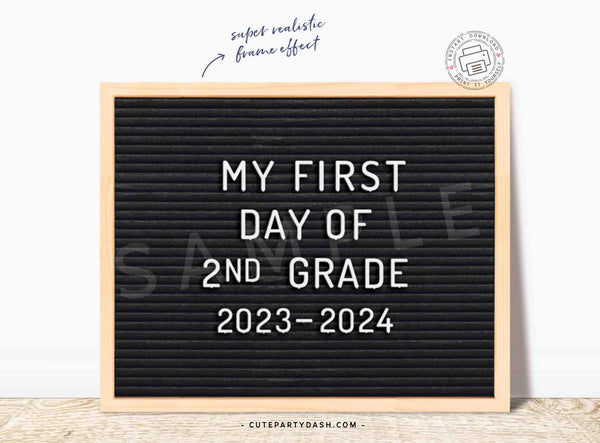 First Day of School Felt Letter Board Sign INSTANT DOWNLOAD Back to school 1st Day of Second Grade Printable Chalkboard Poster Photo Prop Digital download