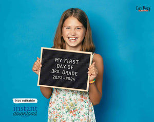 First Day of School Felt Letter Board Sign INSTANT DOWNLOAD Back to school 1st Day of Third Grade Printable Chalkboard Poster Photo Prop Digital download