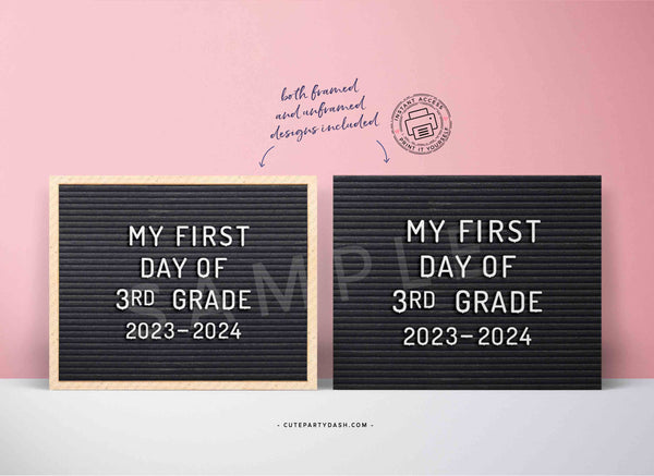 First Day of School Felt Letter Board Sign INSTANT DOWNLOAD Back to school 1st Day of Third Grade Printable Chalkboard Poster Photo Prop Digital download