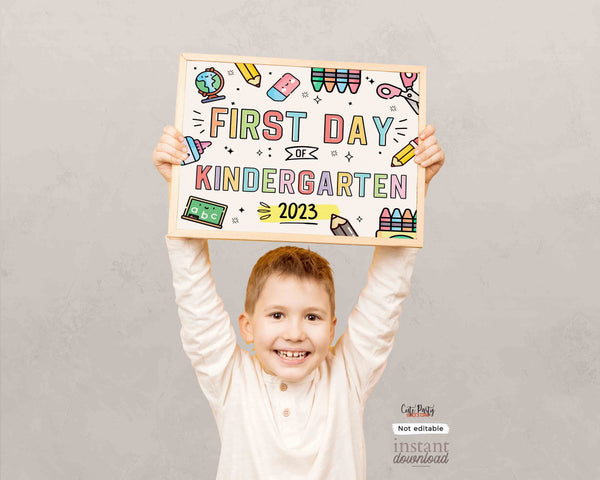First Day of School Sign INSTANT DOWNLOAD Back to school 1st Day of Kindergarten Printable Chalkboard Poster Photo Prop Digital download
