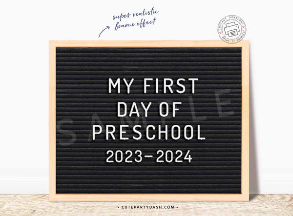 First Day of School Felt Letter Board Sign INSTANT DOWNLOAD Back to school 1st Day of Preschool Printable Chalkboard Poster Photo Prop Digital download