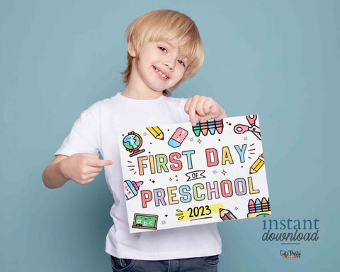 First Day of School Sign INSTANT DOWNLOAD Back to school 1st Day of Preschool Printable Chalkboard Poster Photo Prop Digital download