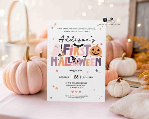Editable Baby’s First Birthday Halloween Invitation Instant Download - 319