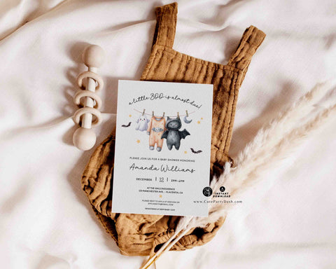 Little Boo Halloween Baby Shower Boho Invitation Printable Ghost Baby Shower Invite Baby Shower Invite INSTANT DOWNLOAD (320)