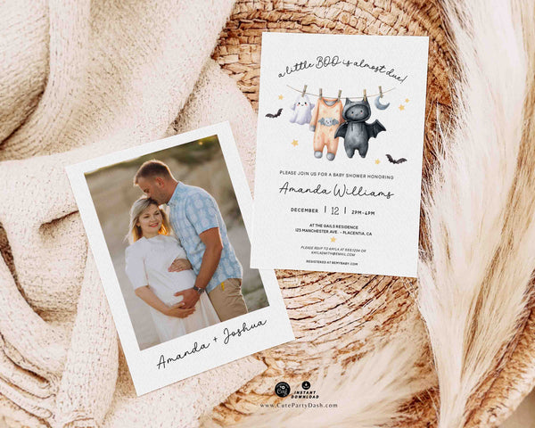 Little Boo Halloween Baby Shower Boho Invitation Printable Ghost Baby Shower Invite Baby Shower Invite INSTANT DOWNLOAD (320)