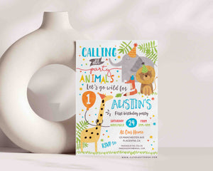 Party Animals Birthday Invitation INSTANT DOWNLOAD Calling All Party Animals Editable Zoo Birthday Invite Printable Safari Boy Girl 324