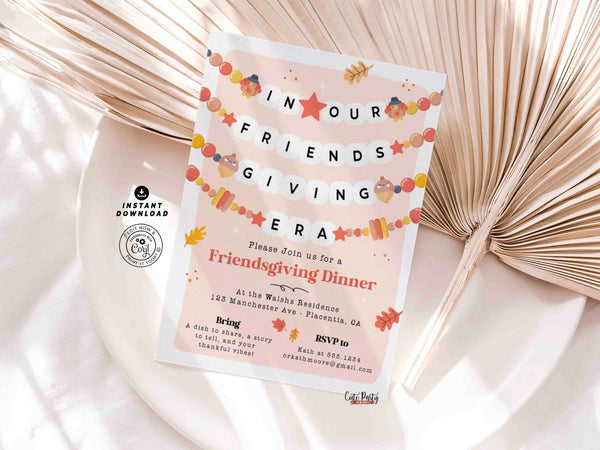 Friendsgiving Dinner Invitation Digital INSTANT DOWNLOAD Editable printable Trendy Thanksgiving Era Dinner invite Fall Pumpkin invite 358