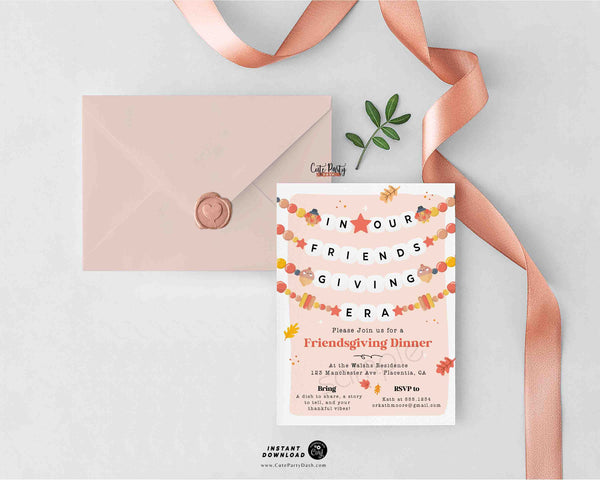 Friendsgiving Dinner Invitation Digital INSTANT DOWNLOAD Editable printable Trendy Thanksgiving Era Dinner invite Fall Pumpkin invite 358