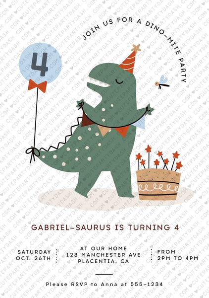 Dinosaur Birthday Invitation Printable INSTANT DOWNLOAD Editable T-Rex invite Dino-mite birthday party Triceratops invites Modern Minimal