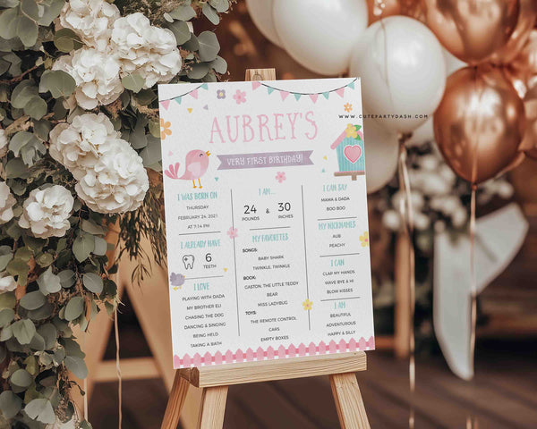 Bird Birthday Invitation Printable Instant Download, Editable Sweet Birdie Tweet birthday Digital invitation, Cute Little Birdies invite 364