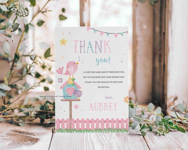 Bird Birthday Invitation Printable Instant Download, Editable Sweet Birdie Tweet birthday Digital invitation, Cute Little Birdies invite 364