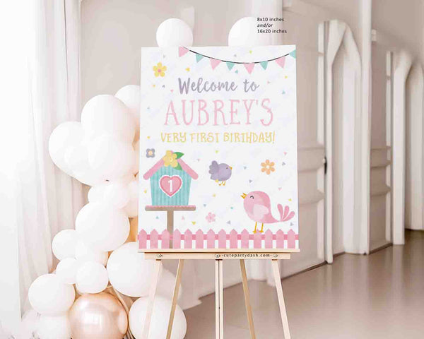 Bird Birthday Invitation Printable Instant Download, Editable Sweet Birdie Tweet birthday Digital invitation, Cute Little Birdies invite 364