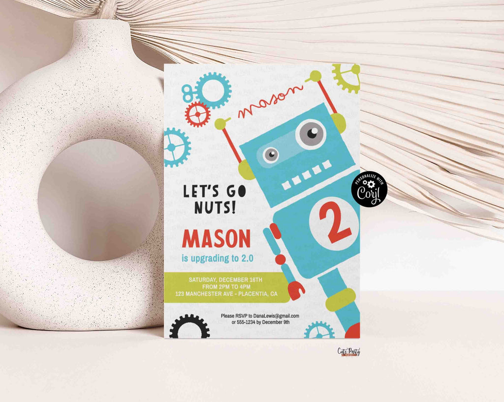 Robot Birthday Party invitations INSTANT DOWNLOAD – Cute Party Dash robot-birthday-party-invitations-instant-download-cute-party-dash