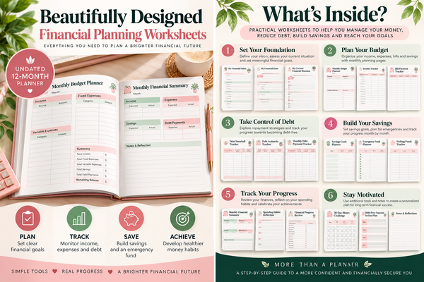 Personal Finance & Debt-Free Planner – 12-Month Budget & Savings Workbook