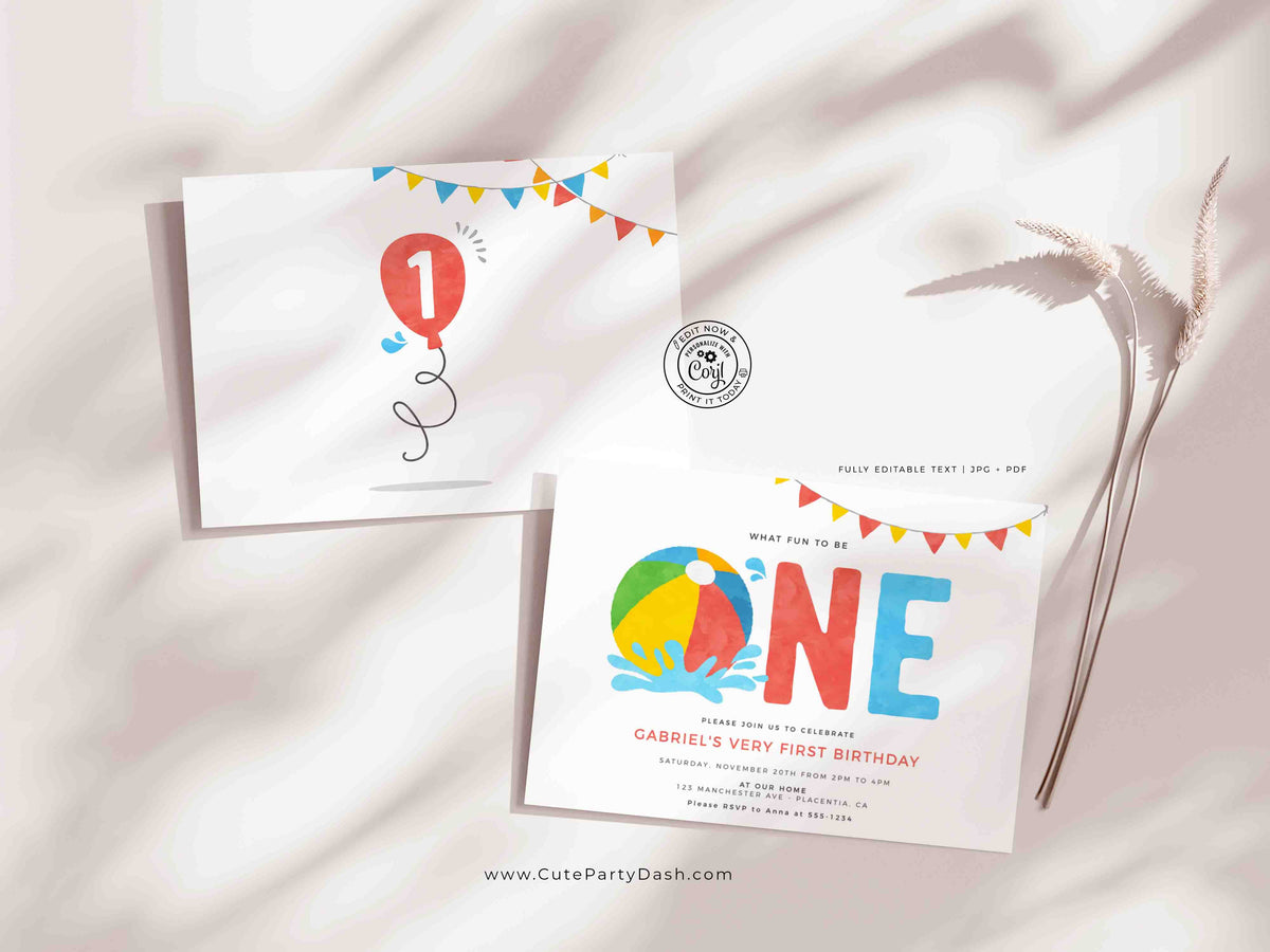 Editable Pool party invitation template Boy INSTANT DOWNLOAD – Cute ...