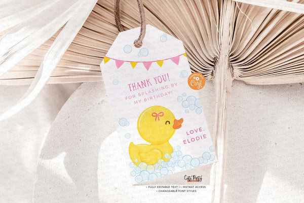 EDITABLE Rubber Duck Girl birthday Party invitation INSTANT DOWNLOAD Yellow Pink One Lucky Duck Birthday Photo Digital corjl invite 428