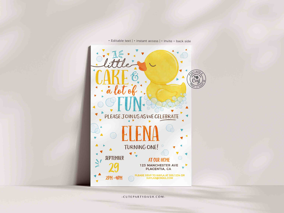 Rubber Ducky birthday invitation Instant download – Cute Party Dash