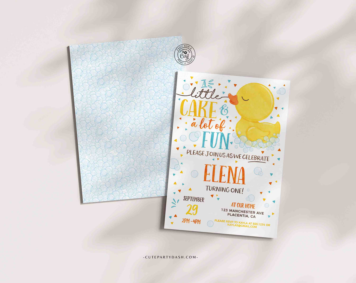 Rubber Ducky birthday invitation Instant download – Cute Party Dash