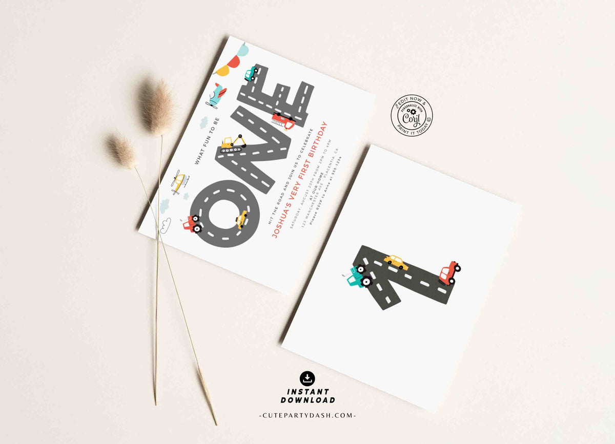 Transportation Birthday Invite Printable INSTANT DOWNLOAD – Cute Party Dash