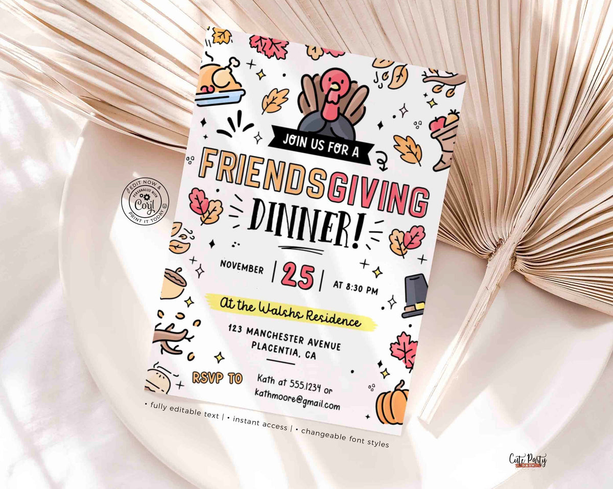 Friendsgiving Dinner Invitation Thanksgiving Dinner invite Fall Pumpkin ...