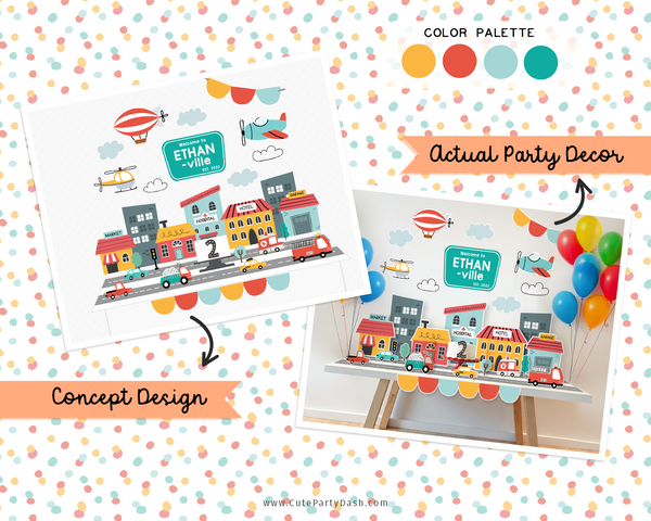 City Transportation Party Kit Decoration INSTANT DOWNLOAD, Printable Cars and Trucks birthday theme Transportation party decor, #509 P