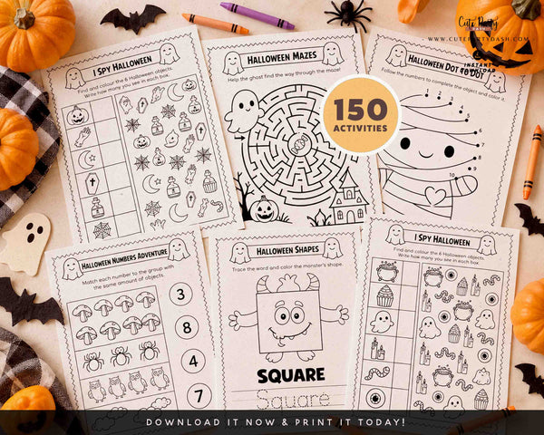 Halloween Activity Pack for Kids – 150 Printable Activities