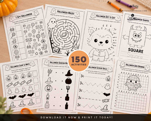 Halloween Activity Pack for Kids – 150 Printable Activities