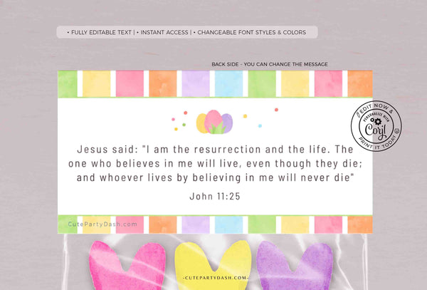 Jesus is Risen Tell Your Peeps Religious Easter Treat Bag Toppers INSTANT DOWNLOAD Editable Christian Easter Treat Bag Topper Template