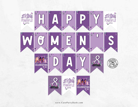 Happy Women's Day Banner Printable INSTANT DOWNLOAD International Women's Day EDITABLE Women's Day Bunting Decor Womens Day gift Decoration