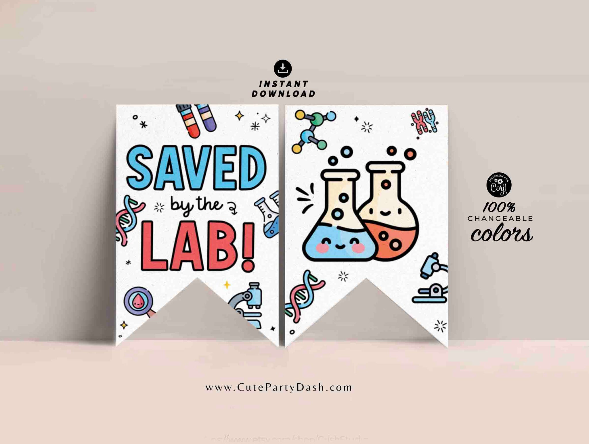 Happy Lab Week Printable Banner INSTANT DOWNLOAD – Cute Party Dash