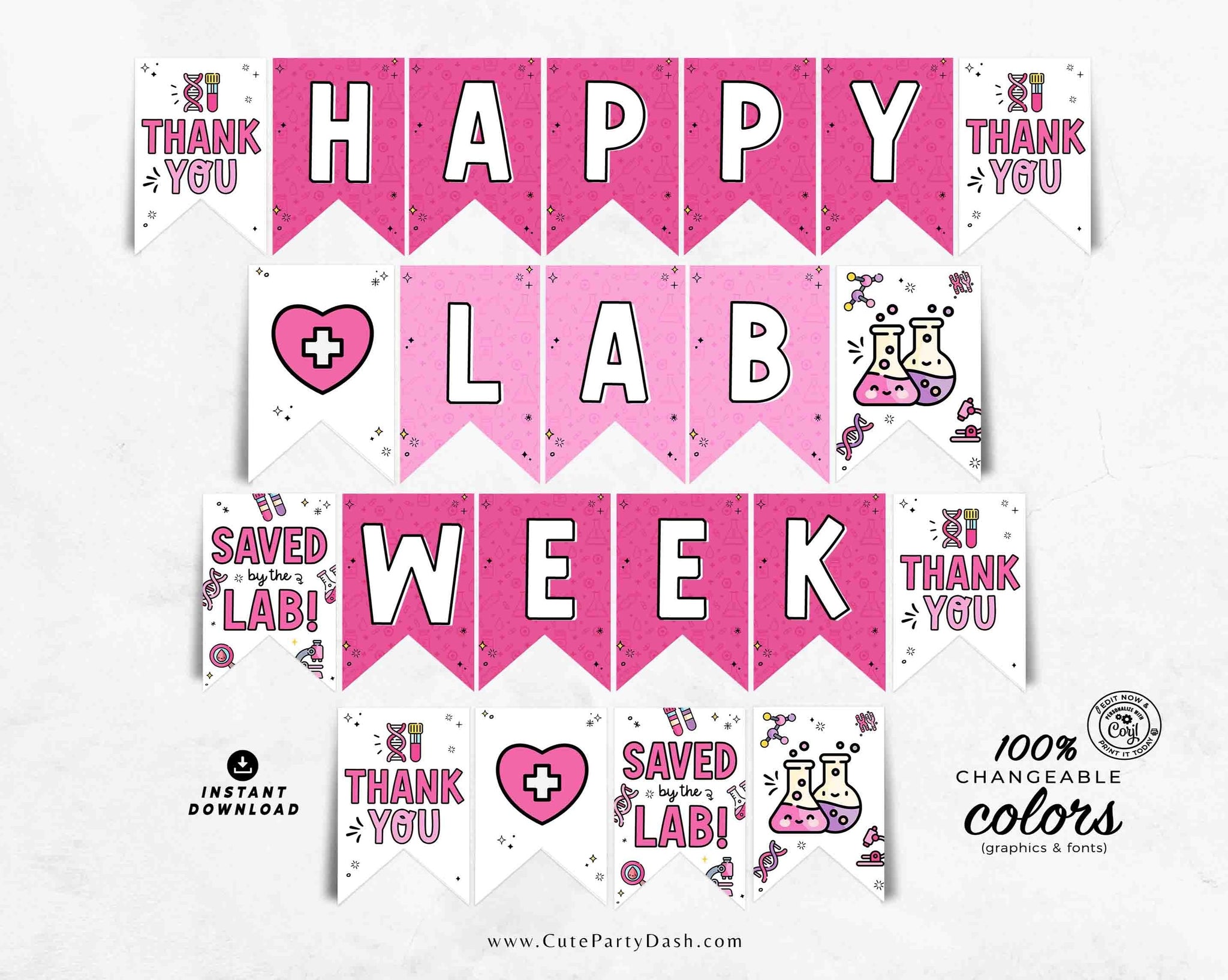 Happy Lab Week Printable Banner INSTANT DOWNLOAD – Cute Party Dash