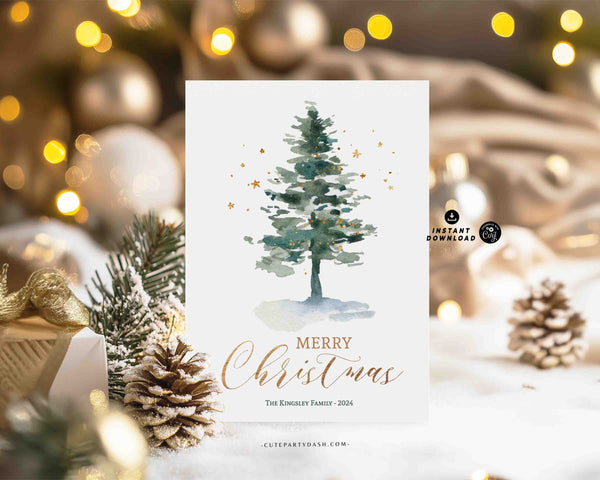 Modern Christmas Greeting Card printable Xmas clean Greeting Card - Digital Download
